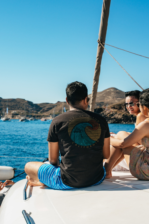 Santorini: Sailing Catamaran Cruise with BBQ and Drinks - Red Beach swim and White Beach sightseeing for the geology lovers