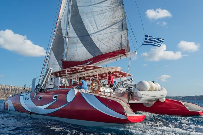 Santorini Sailing Dream Catcher with BBQ Lunch and Drinks - Sailing the caldera from the water: what you’ll actually see