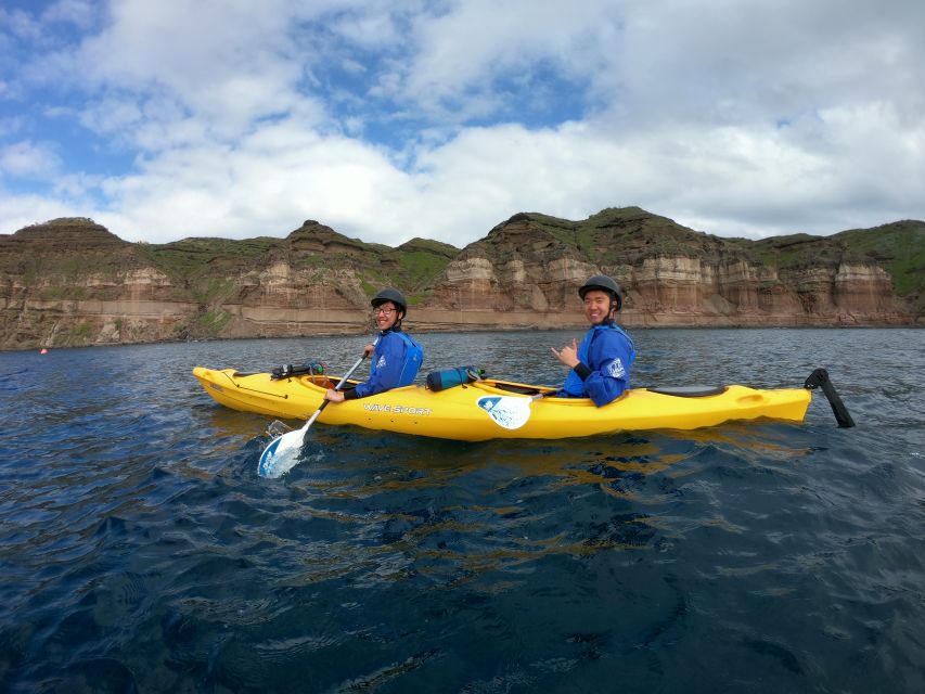 Santorini: Sea Caves Kayak Trip with Snorkeling and Picnic - Snorkeling where you can actually see sea life