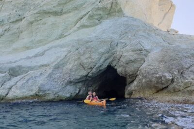 Santorini Sea Kayak – South Discovery, Small Group incl. Sea Caves and picnic