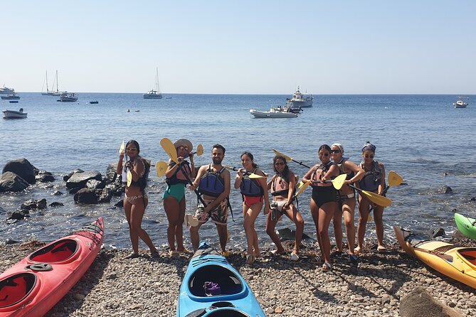 Santorini Sea Kayak - South Discovery, Small Group incl. Sea Caves and picnic - Snorkeling gear, drybags, sun hats, and what the picnic gives you