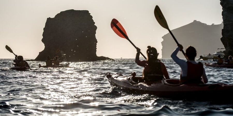 Santorini: Sunset Sea Kayak with Light Dinner - Key highlights you will feel right away