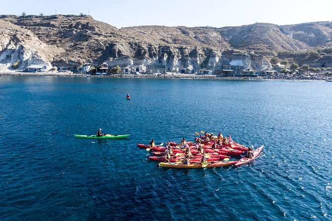 Santorini: Sunset Sea Kayak with Light Dinner with Pick-up Option - White Beach to the Snorkel Break: How the Aegean Time Works