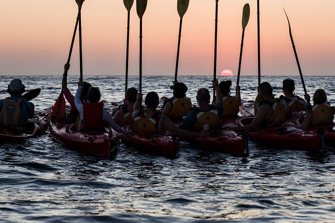 Santorini: Sunset Sea Kayak with Light Dinner with Pick-up Option - Red Beach and Kambia Beach: Volcanic Color at Golden Hour