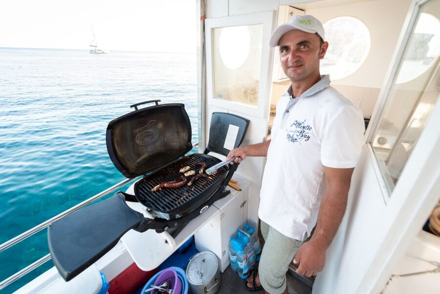 Santorini: Traditional Fishing Trip and Fresh Fish Lunch - Fishing Plus Swimming and Snorkeling on the South Coast