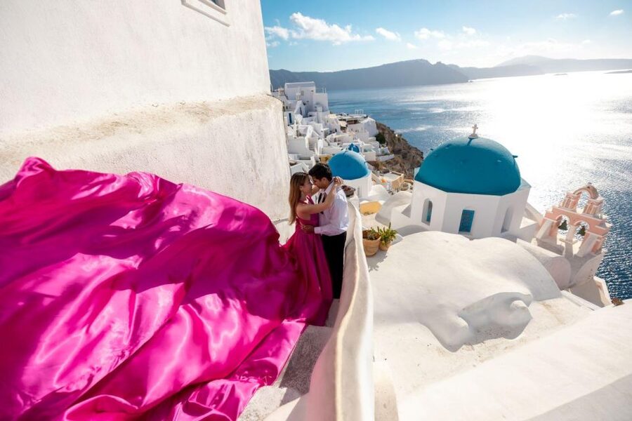 Santorini: Unique Flying Dress Photoshoot Experience - Choosing Your Dress Style and Color, Plus What It Costs