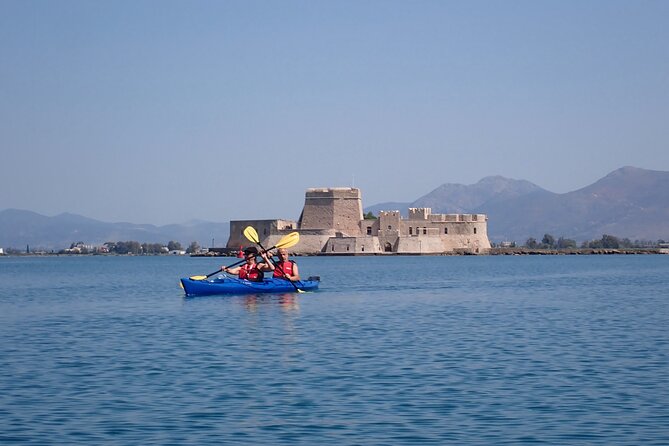 Sea Kayak Nafplio - Medieval Castles Tour - The first paddle and Bourtzi Island Castle, port defenses from the waterline