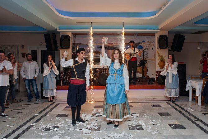 Traditional Greek Night live Music & Dinner Show in Santorini - Seating plan in plain terms: first-come, couples across from each other