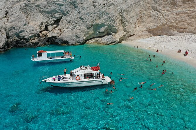 Zakynthos boat tour:Shipwreck& Local blue caves with 3 Swim Stops - Swimming and Snorkeling: 3 Chances to Get in the Water